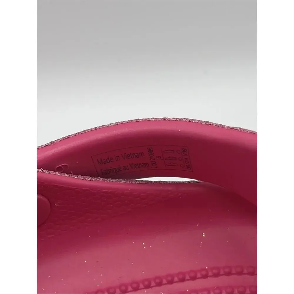 Crocs Classic Chunky Glitter Clog Iridescent Dragon Fruit Pink Kids Size J3 NWT
